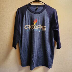 Pre-owned, Excellent condition Crossfire Youth Ministries T-shirt Blue Men's Med